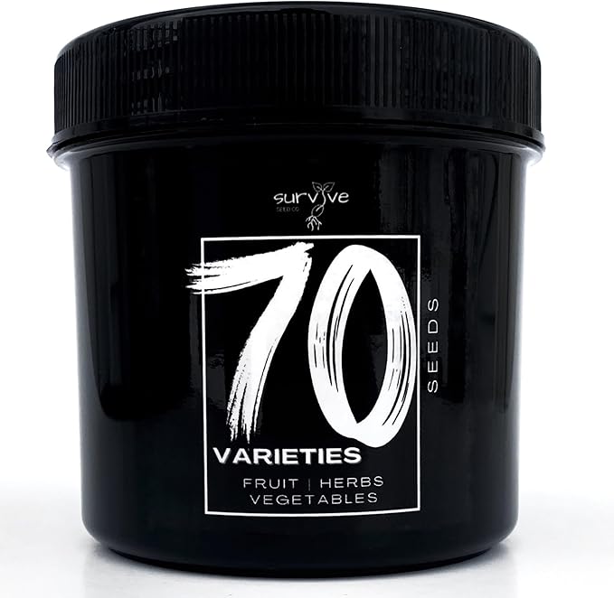 #1 Set of 70 Survival Vegetable Seeds Garden Kit Over 11,900 Seeds Non-GMO and Heirloom, Great for Emergency Bugout Survival Gear Seeds for Planting Vegetables and Fruits Herbs - Survive Seed Co.